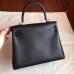 Replica Handbag Store Black Swift Kelly 25cm Retourne Handmade Bag
