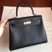 Replica Handbag Store Black Swift Kelly 25cm Retourne Handmade Bag
