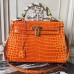 Replica Handbag Store Kelly 32cm Bag In Orange Crocodile Leather