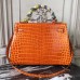 Replica Handbag Store Kelly 32cm Bag In Orange Crocodile Leather