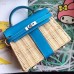 Replica Handbag Store Blue Picnic Kelly Mini 20cm Wicker Bag