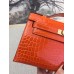 Replica Handbag Store Orange Kelly Pochette Shiny Niloticus Crocodile Bag