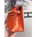 Replica Handbag Store Orange Kelly Pochette Shiny Niloticus Crocodile Bag