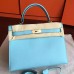 Replica Handbag Store Blue Atoll Epsom Kelly 32cm Sellier Handmade Bag