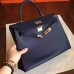 Replica Handbag Store Sapphire Epsom Kelly 32cm Sellier Handmade Bag