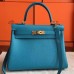 Replica Handbag Store Turquoise Clemence Kelly Retourne 28cm Handmade Bag