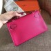 Replica Handbag Store Rose Red Epsom Kelly Pochette Handmade Bag