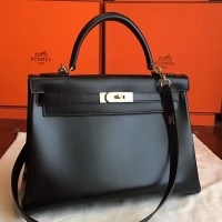 Replica Handbag Store Black Box Kelly Retourne 32cm Handmade Bag