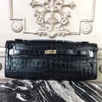 Replica Handbag Store Black Crocodile Kelly Cut Clutch Bag