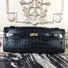 Replica Handbag Store Black Crocodile Kelly Cut Clutch Bag Replica Handbag Store Black Crocodile Kelly Cut Clutch Bag