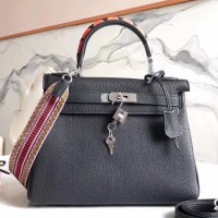 Replica Handbag Store Black Kelly 28cm Bag With Zigzag Handle Replica Handbag Store Black Kelly 28cm Bag With Zigzag Handle