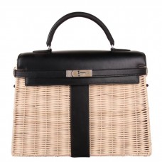 Replica Handbag Store Black Picnic Kelly 35cm Wicker Bag Replica Handbag Store Black Picnic Kelly 35cm Wicker Bag