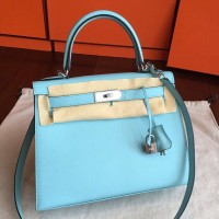 Replica Handbag Store Blue Atoll Epsom Kelly Sellier 28cm Handmade Bag