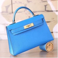 Replica Handbag Store Blue Hydra Chevre Kelly Mini II 20cm Handmade Bag