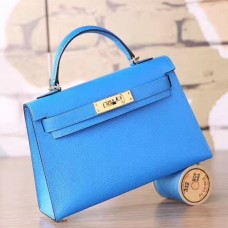 Replica Handbag Store Blue Hydra Chevre Kelly Mini II 20cm Handmade Bag