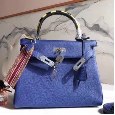 Replica Handbag Store Blue Kelly 28cm Bag With Zigzag Handle Replica Handbag Store Blue Kelly 28cm Bag With Zigzag Handle