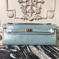 Replica Handbag Store Blue Lin Crocodile Kelly Cut Clutch Bag Replica Handbag Store Blue Lin Crocodile Kelly Cut Clutch Bag