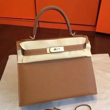 Replica Handbag Store Brown Epsom Kelly Sellier 28cm Handmade Bag