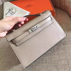 Replica Handbag Store Grey Swift Kelly Pochette Handmade Bag