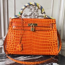 Replica Handbag Store Kelly 32cm Bag In Orange Crocodile Leather Replica Handbag Store Kelly 32cm Bag In Orange Crocodile Leather