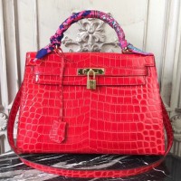 Replica Handbag Store Kelly 32cm Bag In Red Crocodile Leather