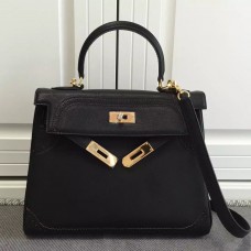 Replica Handbag Store Kelly Ghillies 28cm In Black Swift Leather