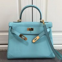 Replica Handbag Store Kelly Ghillies 28cm In Light Blue Swift Leather