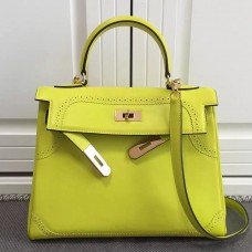Replica Handbag Store Kelly Ghillies 28cm In Yellow Swift Leather