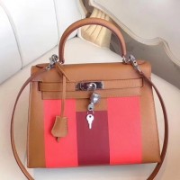 Replica Handbag Store Multicolor Stripes Kelly 28cm Gold Bag