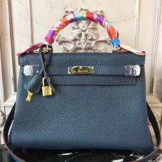 Replica Handbag Store Navy Blue Clemence Kelly 32cm Retourne Bag
