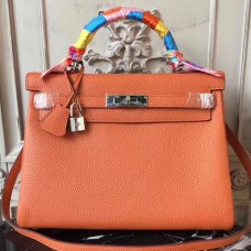 Replica Handbag Store Orange Clemence Kelly 32cm Retourne Bag
