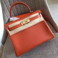Replica Handbag Store Orange Clemence Kelly Retourne 32cm Handmade Bag