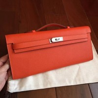 Replica Handbag Store Orange Epsom Kelly Cut Clutch Handmade Bag