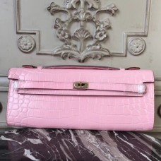 Replica Handbag Store Pink Crocodile Kelly Cut Clutch Bag Replica Handbag Store Pink Crocodile Kelly Cut Clutch Bag
