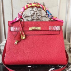 Replica Handbag Store Red Clemence Kelly 32cm Retourne Bag