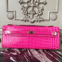Replica Handbag Store Rose Red Crocodile Kelly Cut Clutch Bag