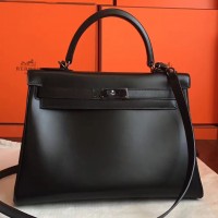 Replica Handbag Store So Black Box Kelly Retourne 32cm Handmade Bag