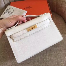 Replica Handbag Store White Epsom Kelly Pochette Handmade Bag