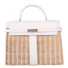 Replica Handbag Store White Picnic Kelly 35cm Wicker Bag Replica Handbag Store White Picnic Kelly 35cm Wicker Bag