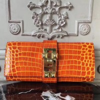Replica Handbag Store Medor Clutch Bag In Orange Crocodile Leather