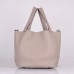Replica Handbag Store Picotin Lock Bag In Grey Leather Replica Handbag Store Picotin Lock Bag In Grey Leather