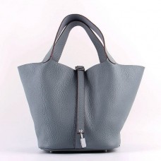 Replica Handbag Store Picotin Lock Bag In Blue Lin Leather