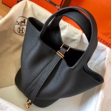 Replica Handbag Store Black Picotin Lock MM 22cm Handmade Bag