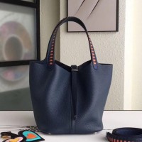 Replica Handbag Store Navy Picotin Lock 22cm Braided Handles Bag Replica Handbag Store Navy Picotin Lock 22cm Braided Handles Bag