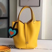 Replica Handbag Store Yellow Picotin Lock 18cm Bag With Braided Handles