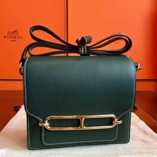 Replica Handbag Store Mini Sac Roulis Bag In Green Swift Leather