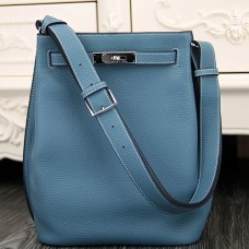Replica Handbag Store So Kelly 22cm Bag In Jean Blue Leather