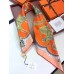 Replica Handbag Store Orange Paperoles Silk Twill Scarf