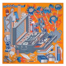 Replica Handbag Store Orange Les tresors d'un Artiste Silk Scarf