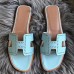 Replica Handbag Store Oran Perforated Sandals In Blue Atoll Epsom Leather